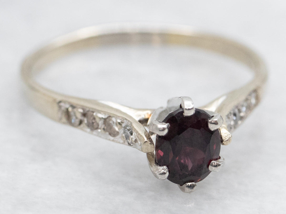 Plum Ruby and Diamond Engagement Ring