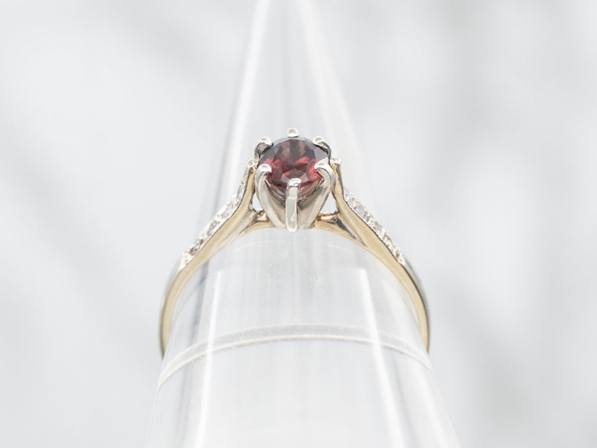 Plum Ruby and Diamond Engagement Ring