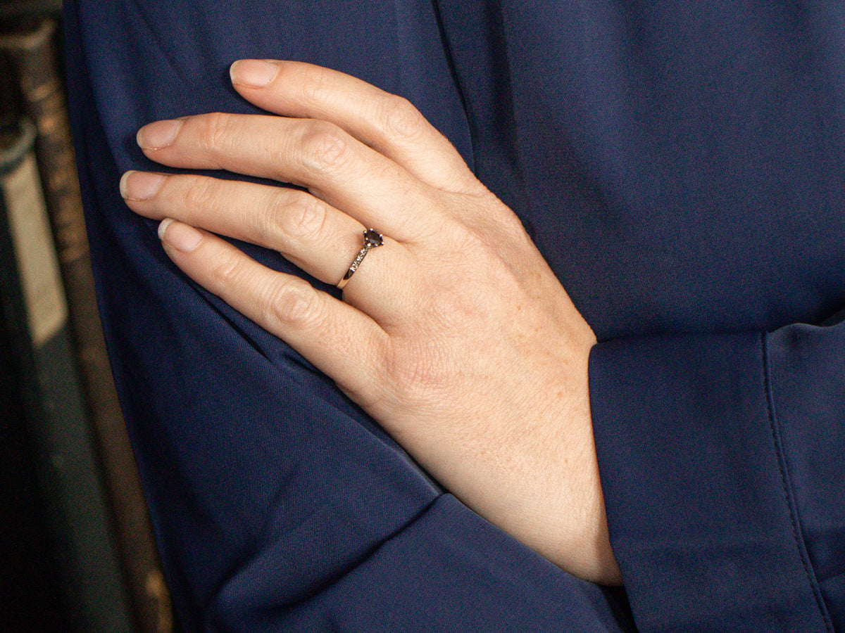 Plum Ruby and Diamond Engagement Ring