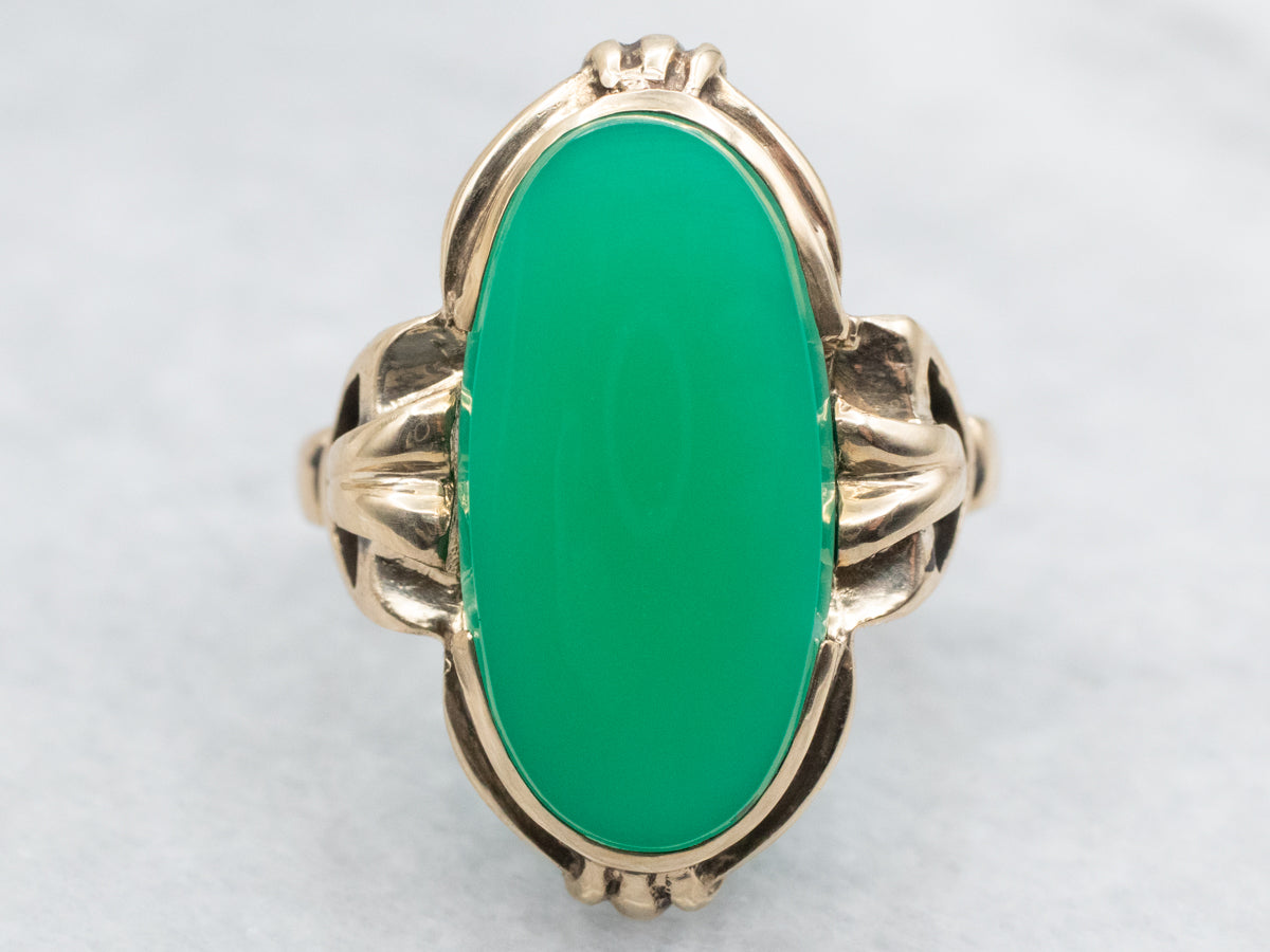 Vintage Green Onyx Solitaire Ring