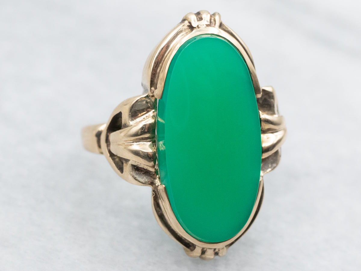 Vintage Green Onyx Solitaire Ring