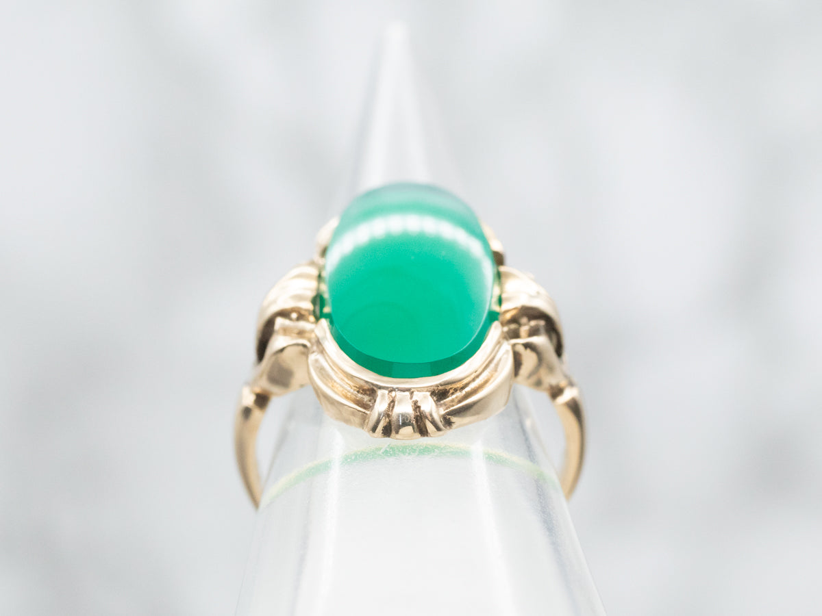 Vintage Green Onyx Solitaire Ring
