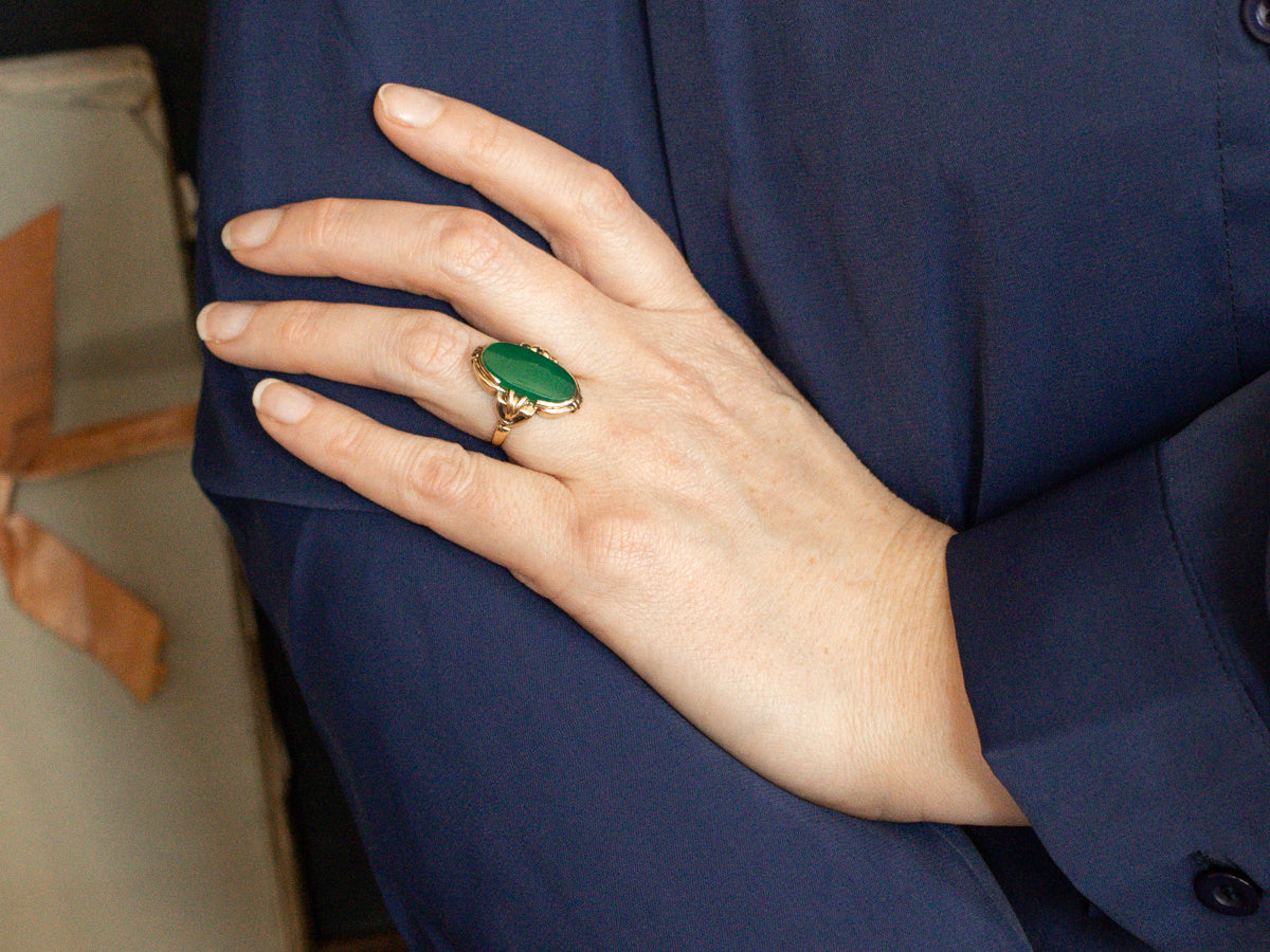 Vintage Green Onyx Solitaire Ring