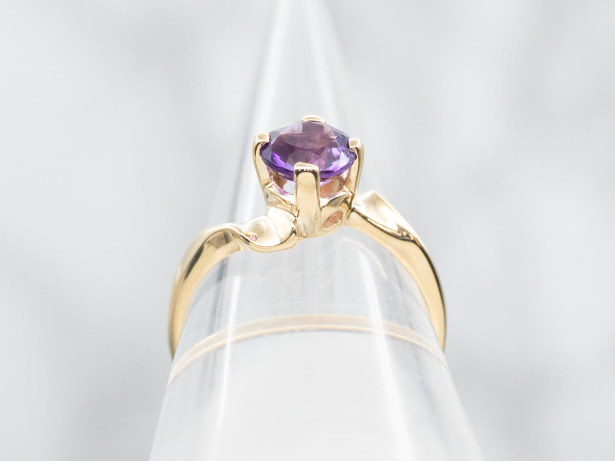 Round Cut Amethyst Bypass Ring
