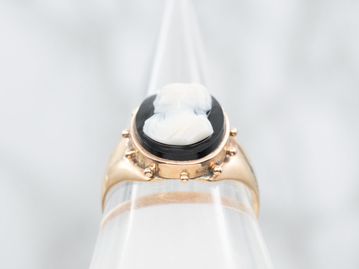 Oval Cut Onyx Cameo Ring