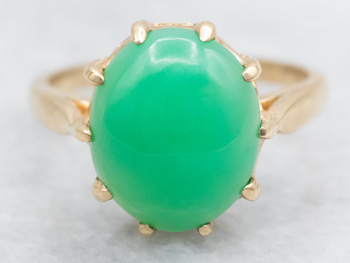 Chrysoprase Solitaire Cocktail Ring