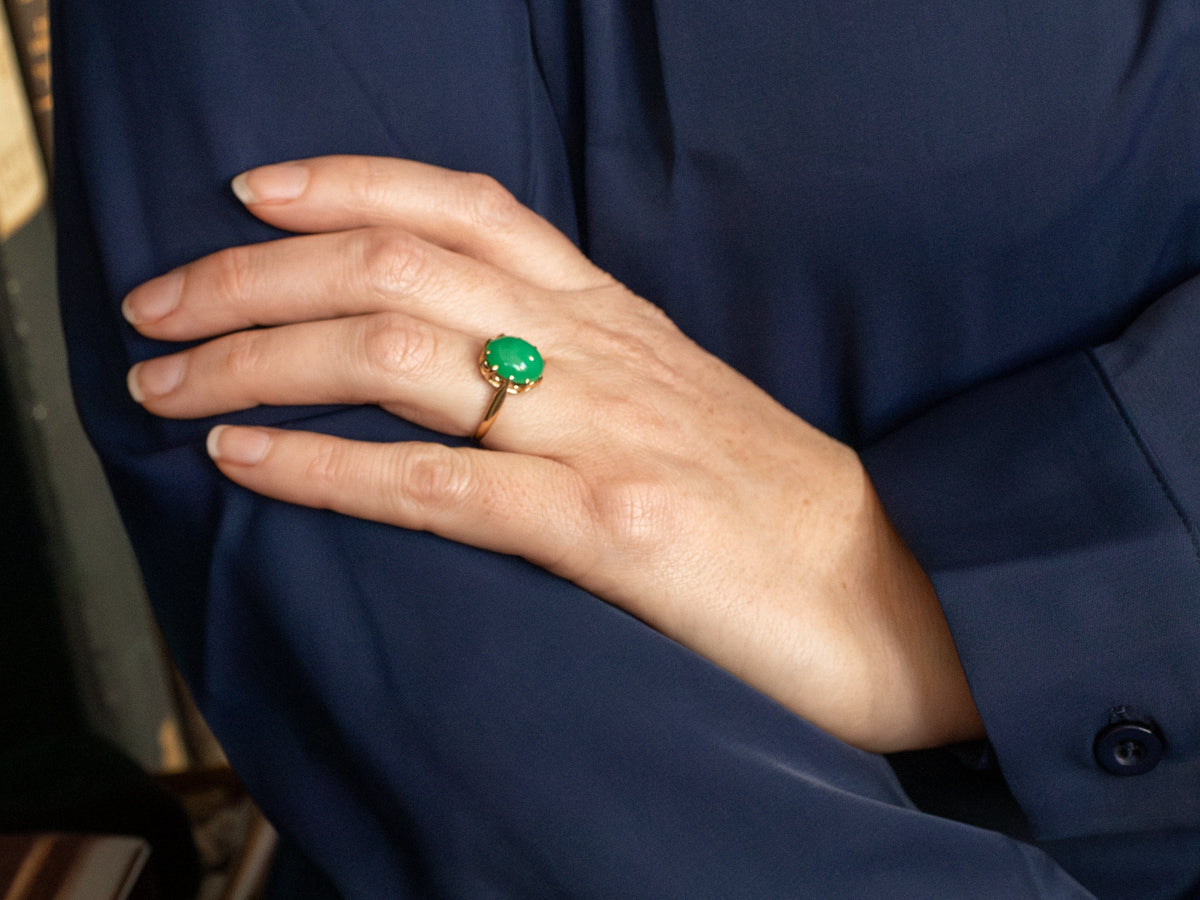 Chrysoprase Solitaire Cocktail Ring