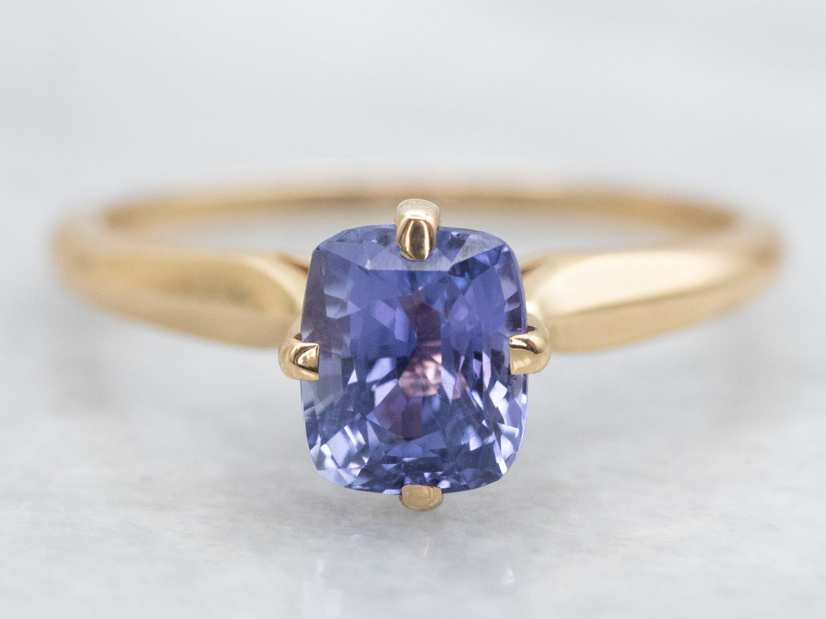 Cushion Cut Sapphire Solitaire Ring