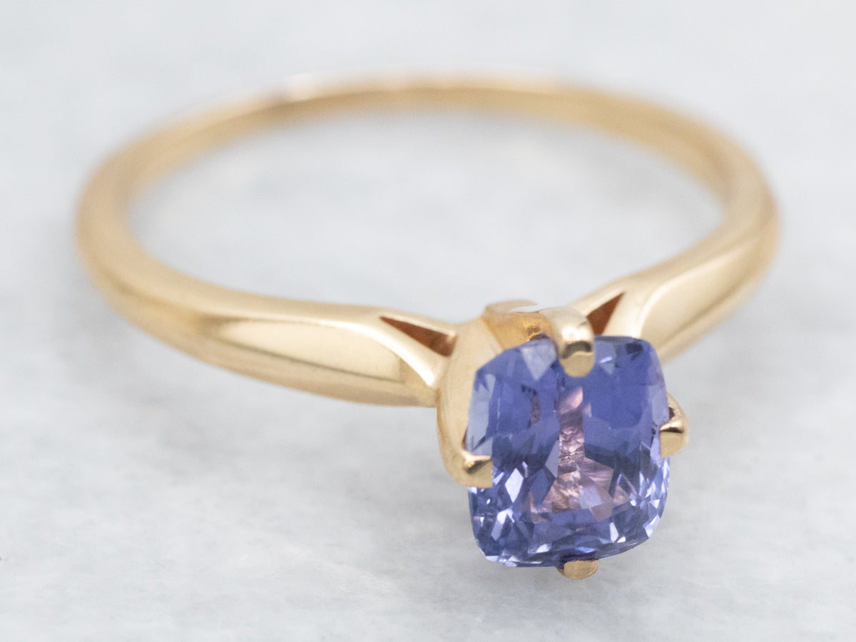 Cushion Cut Sapphire Solitaire Ring