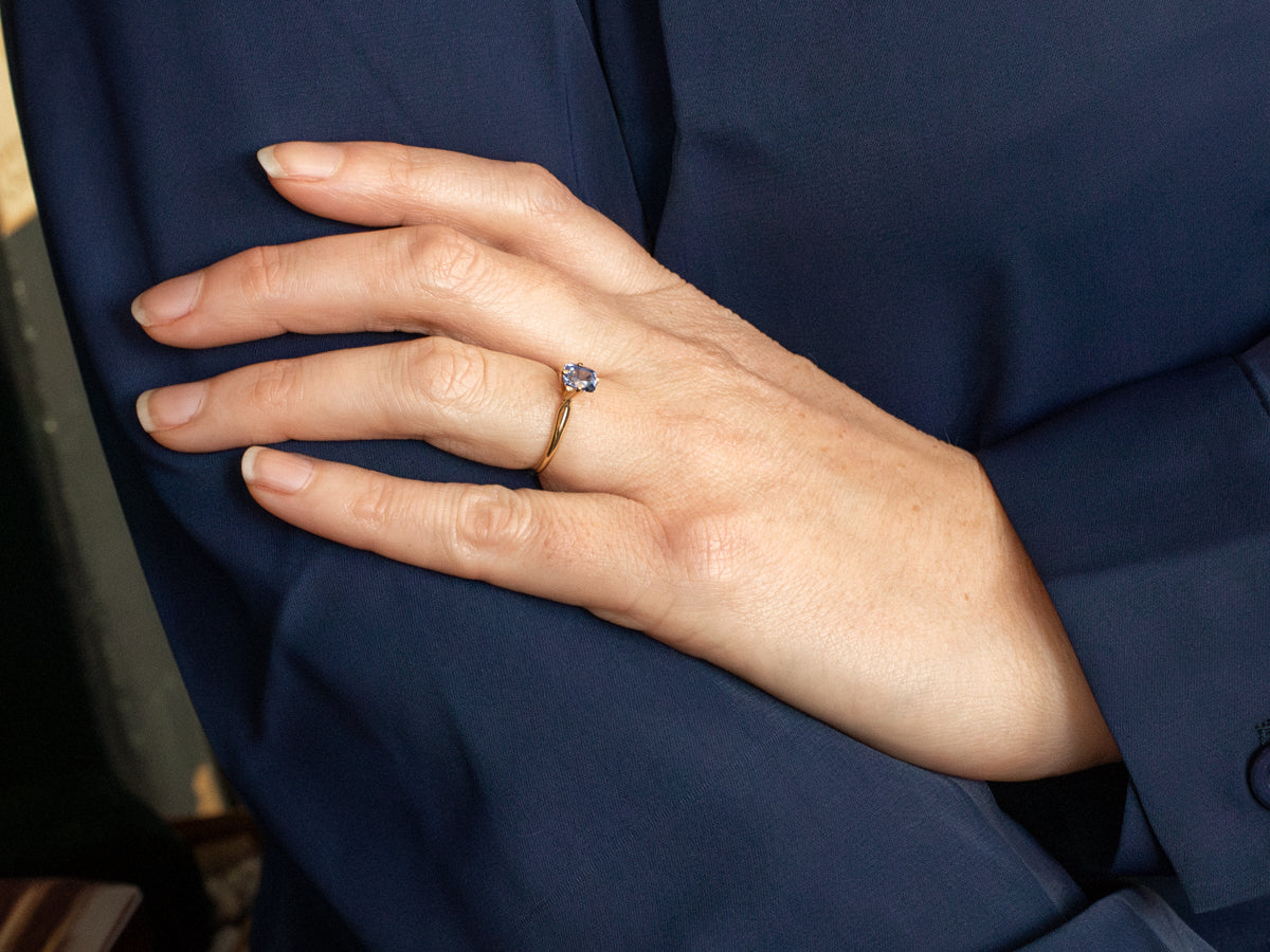 Cushion Cut Sapphire Solitaire Ring