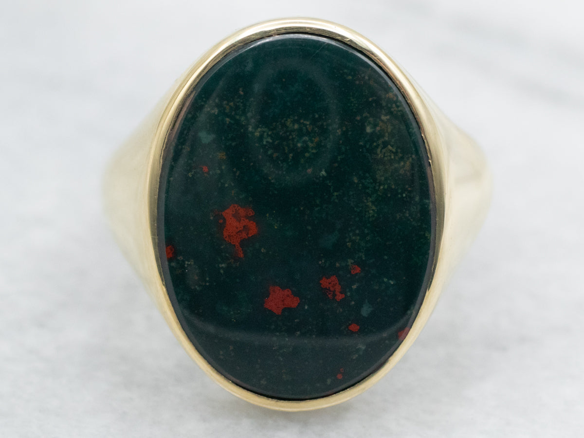 Bloodstone and Gold Statement Ring