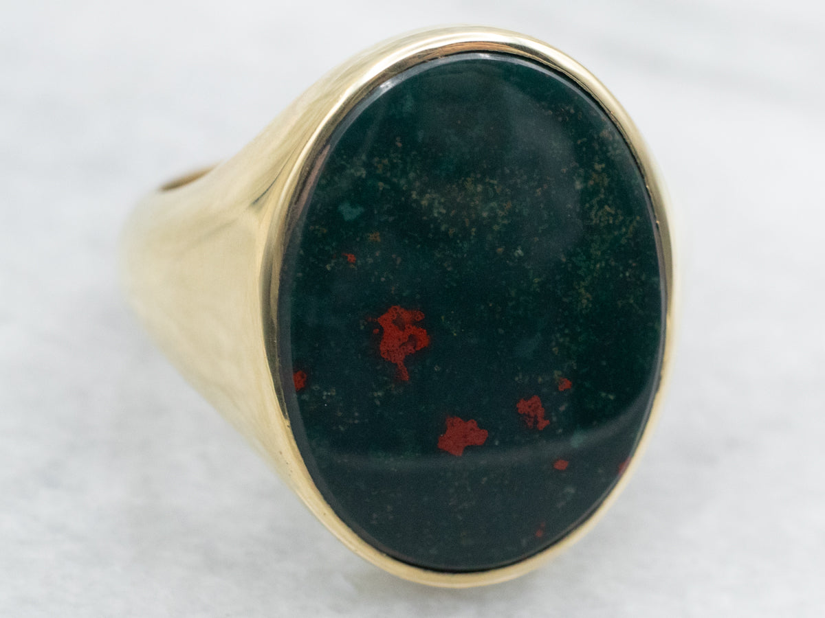 Bloodstone and Gold Statement Ring