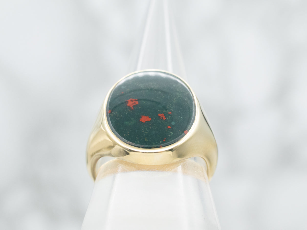Bloodstone and Gold Statement Ring