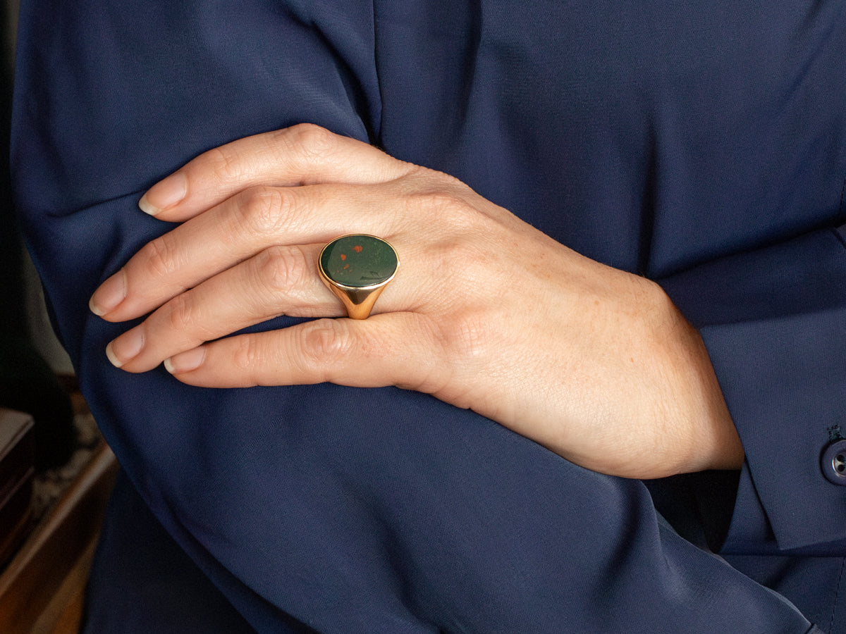 Bloodstone and Gold Statement Ring