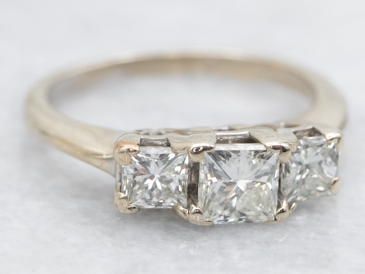 Three Stone Princess Cut Diamond Engagement Ring