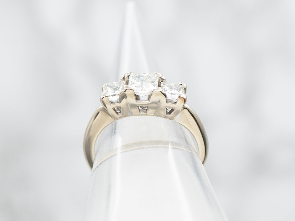 Three Stone Princess Cut Diamond Engagement Ring