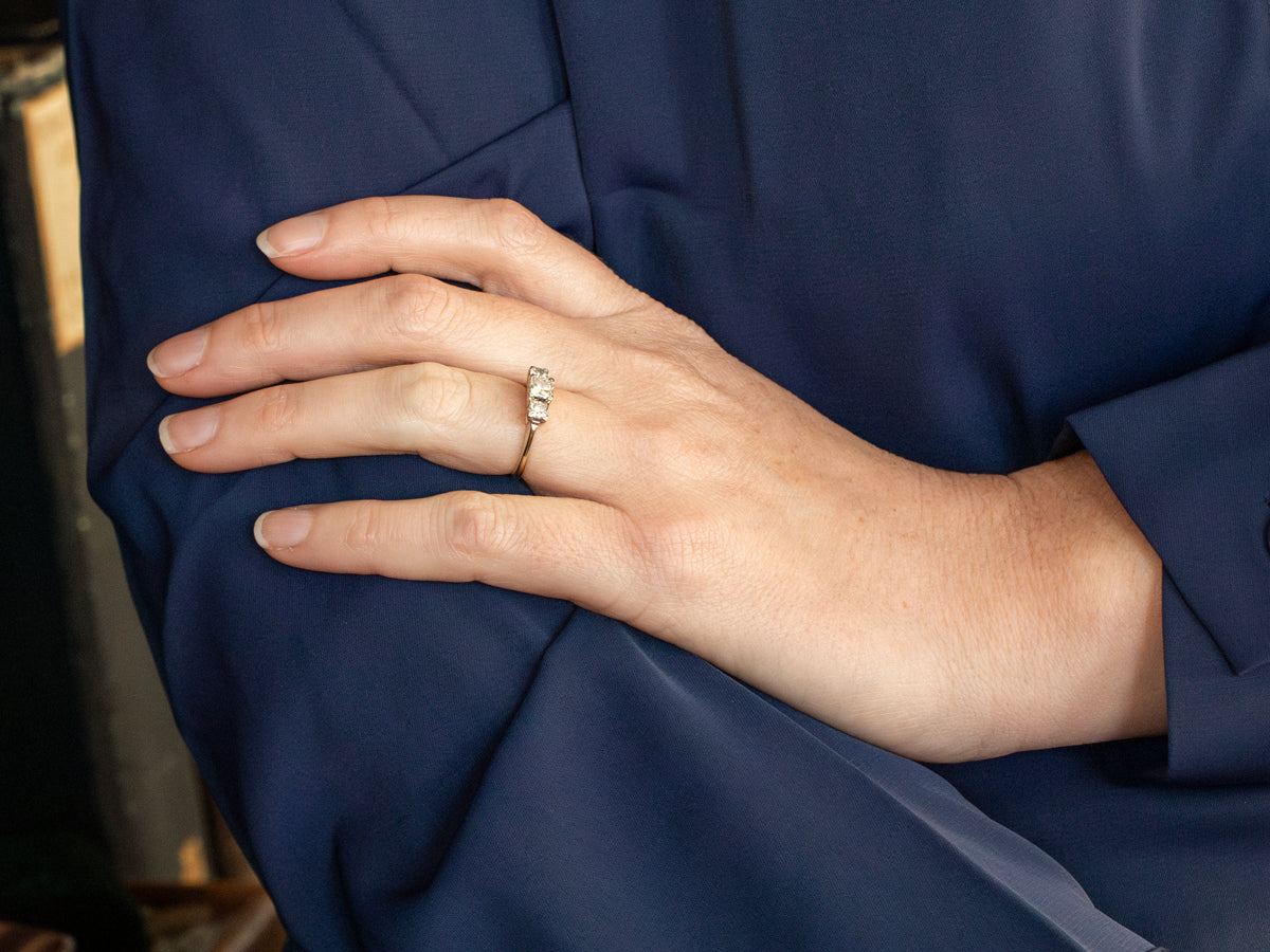 Three Stone Princess Cut Diamond Engagement Ring