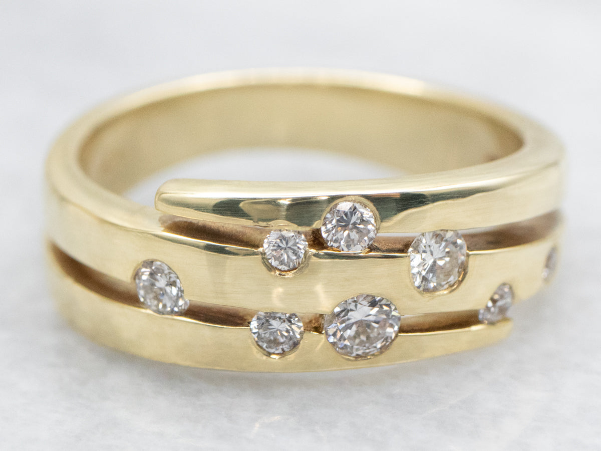 Flush Set Scattered Diamond Wrap Band