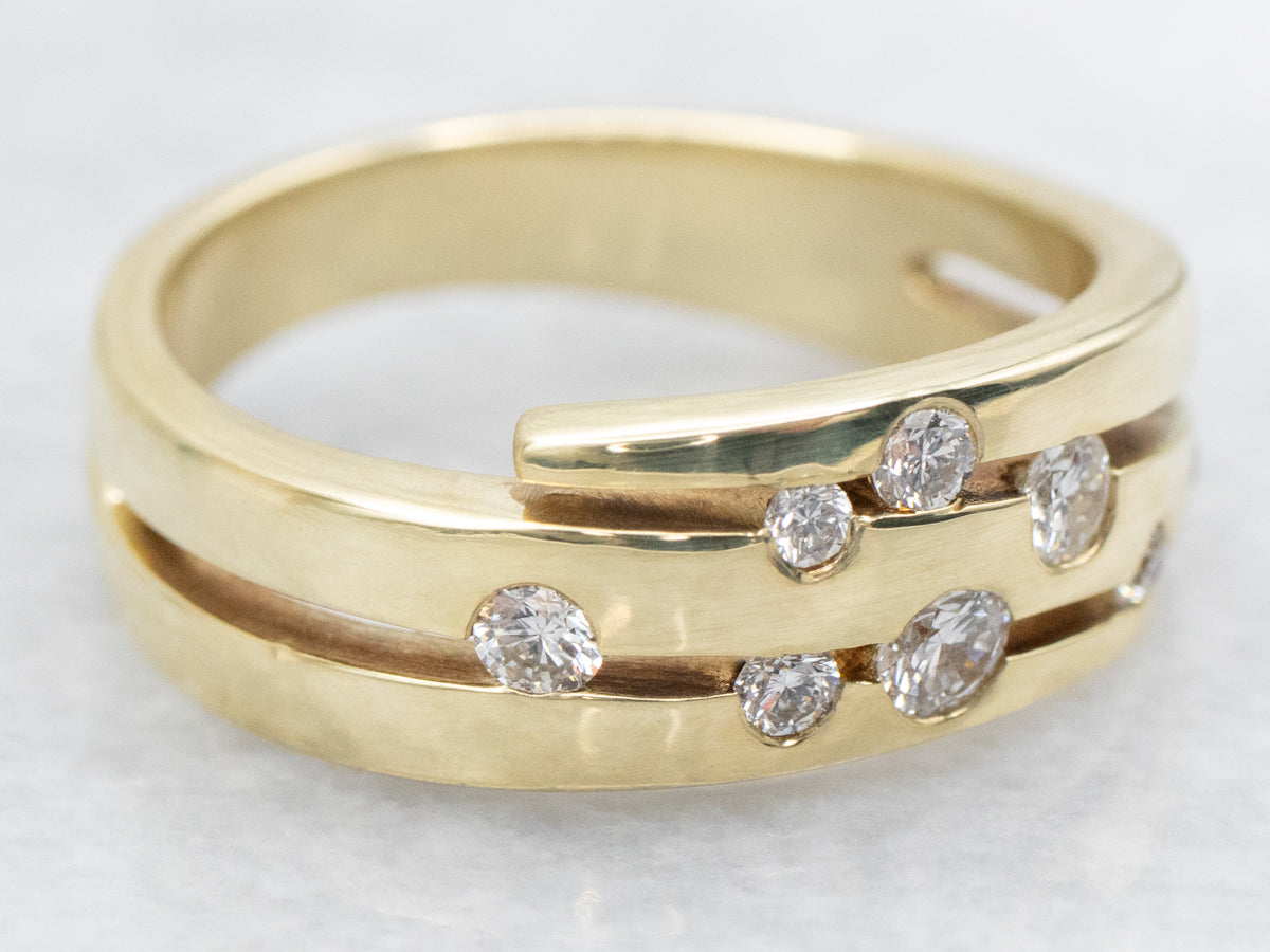 Flush Set Scattered Diamond Wrap Band
