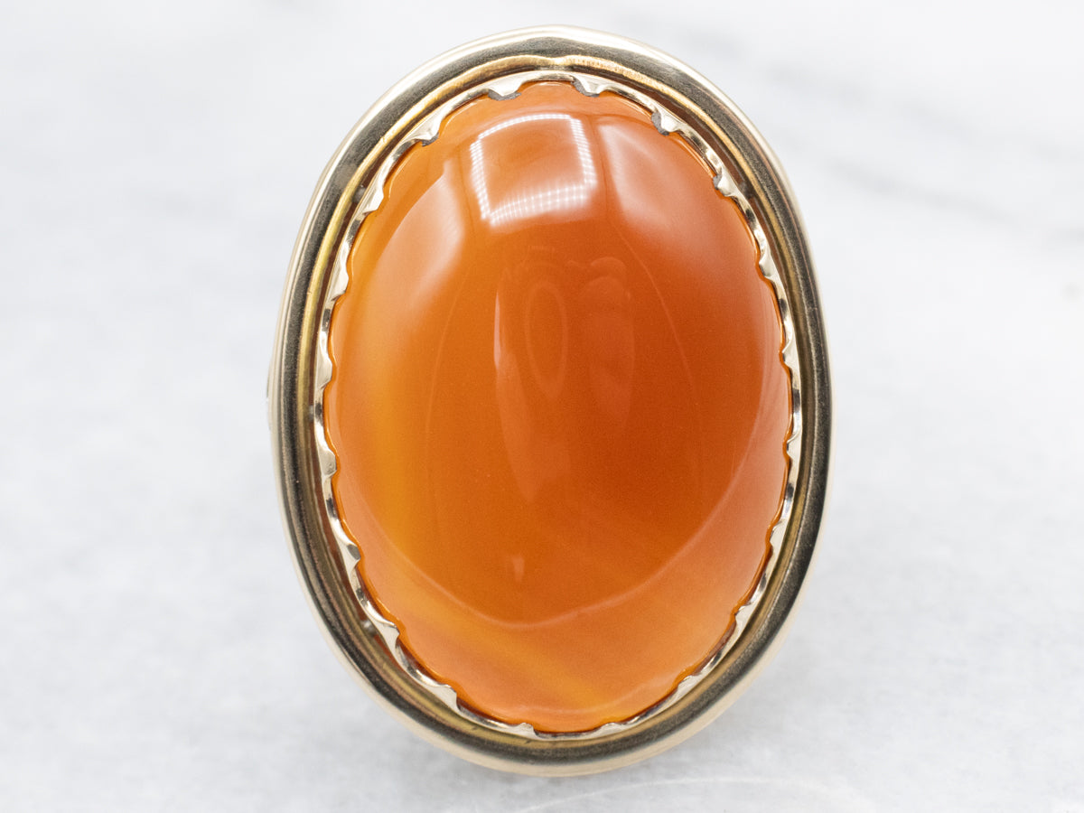Vintage Oval-Cut Carnelian Cocktail Ring