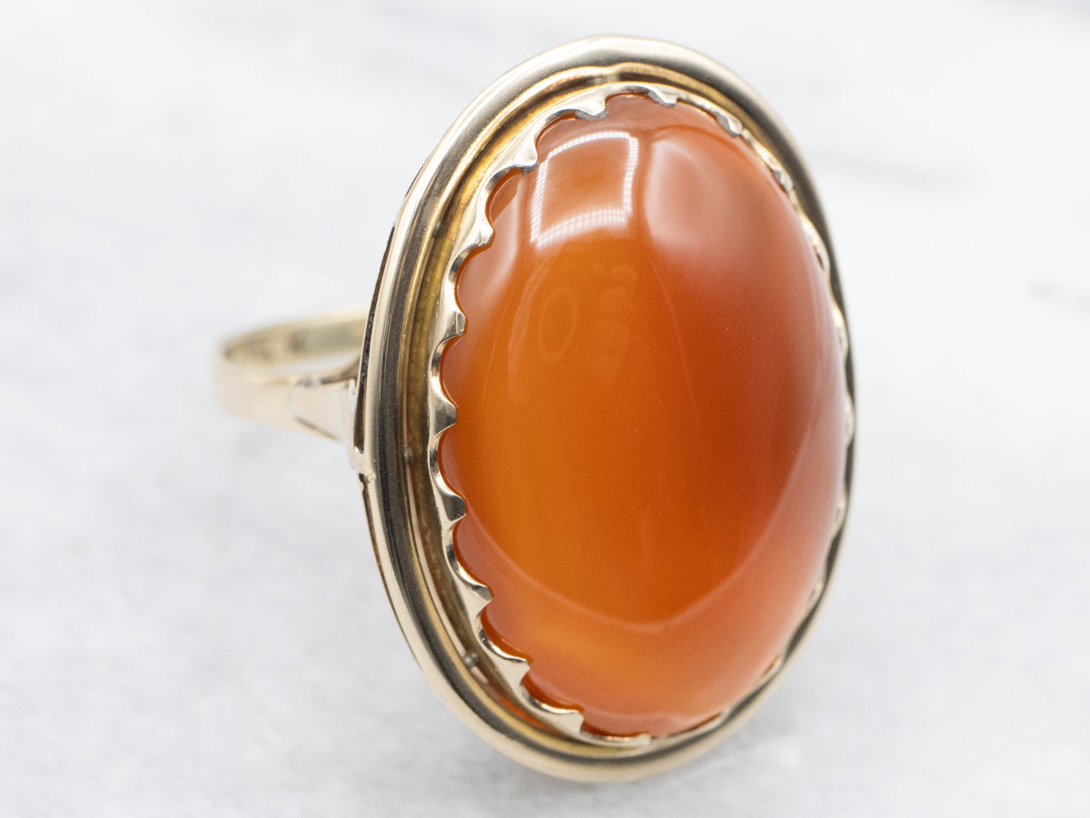 Vintage Oval-Cut Carnelian Cocktail Ring