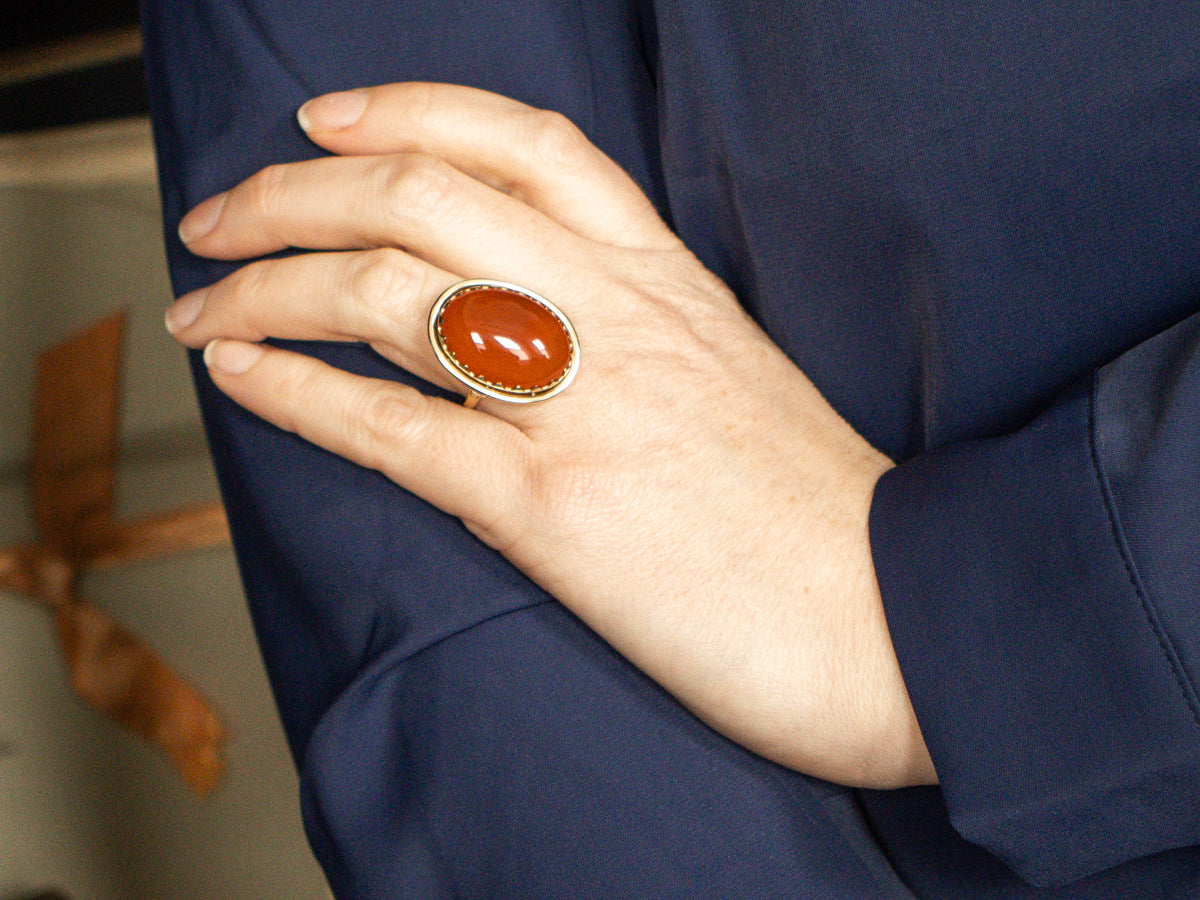 Vintage Oval-Cut Carnelian Cocktail Ring