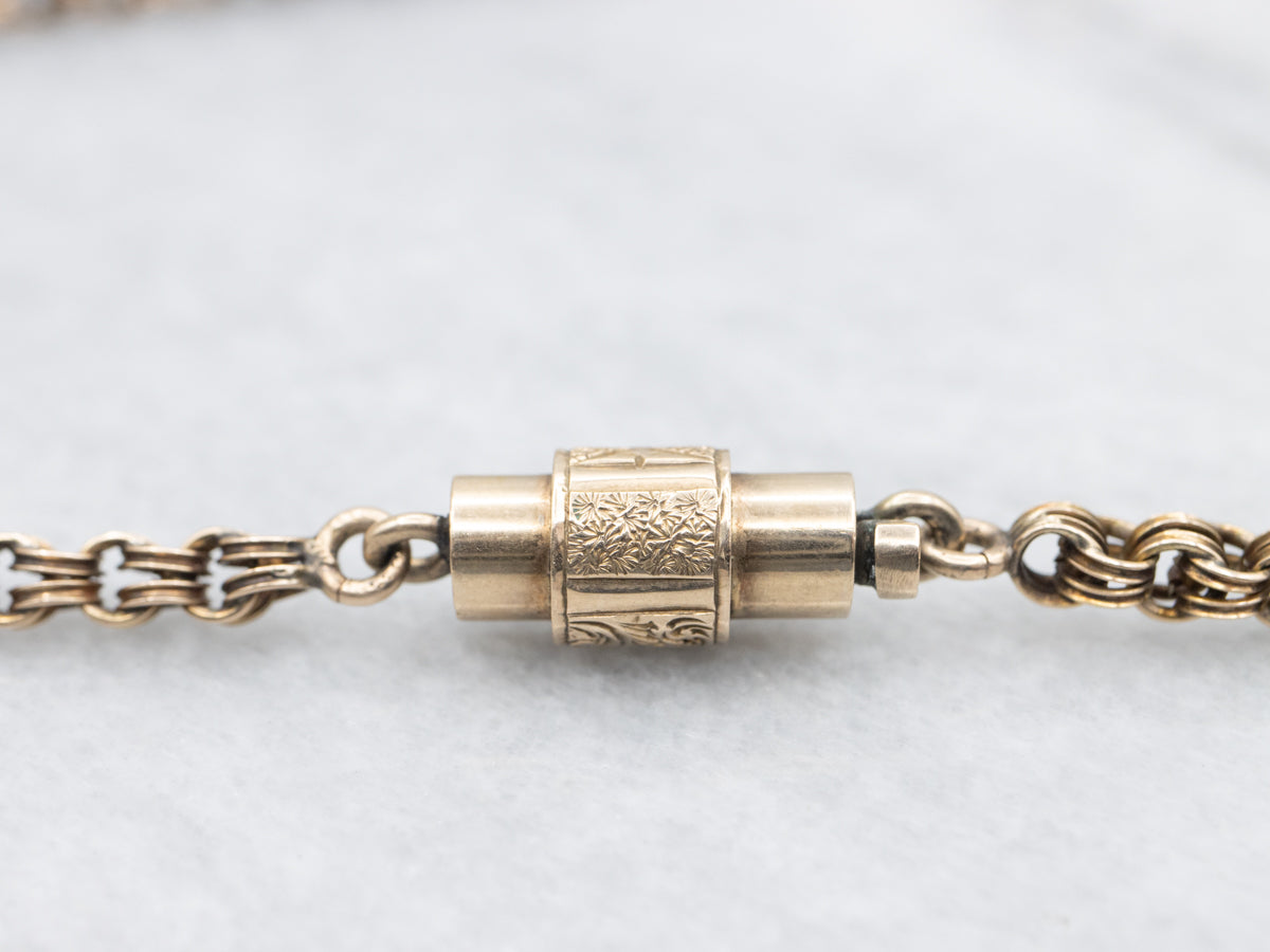 Victorian Seed Pearl and Gold Floral Sautoir Necklace