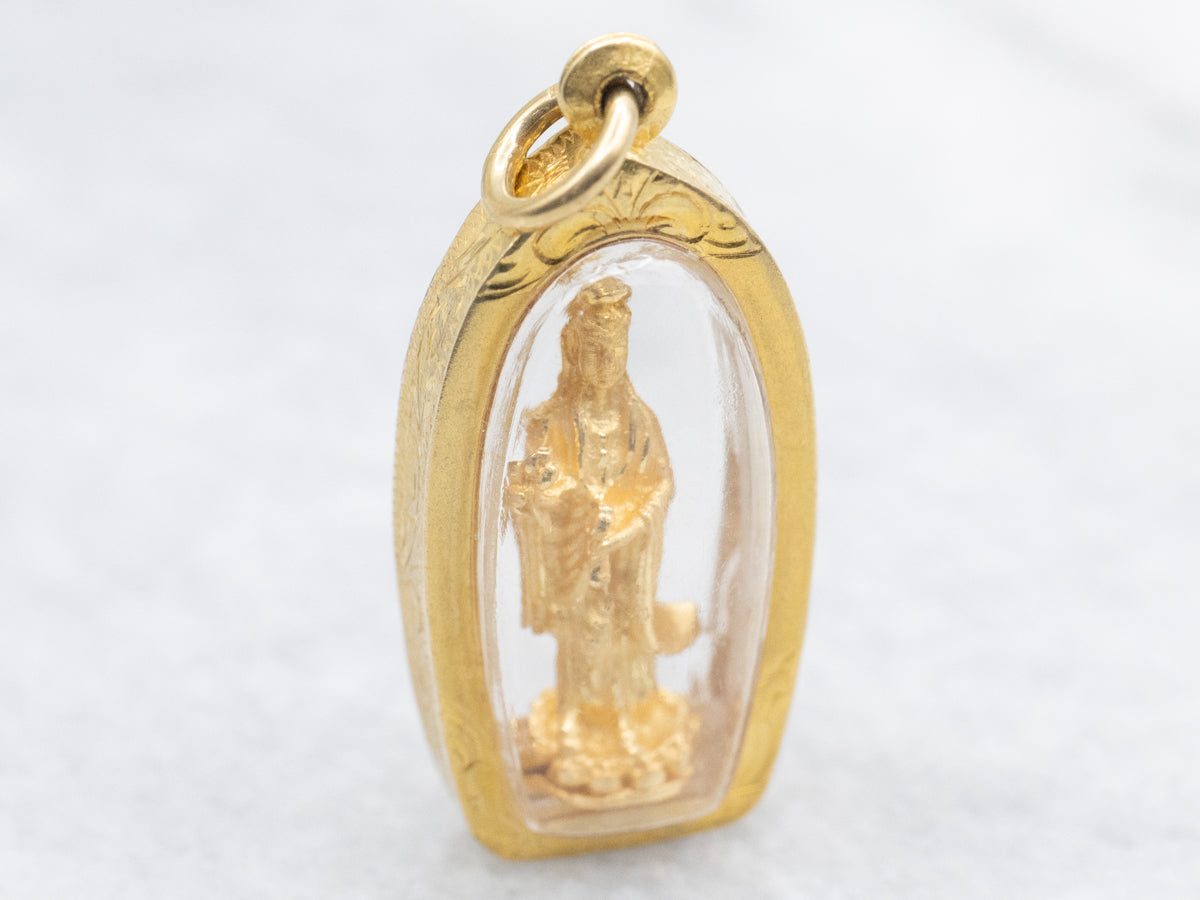 Vintage Gold Religious Saint Charm Pendant