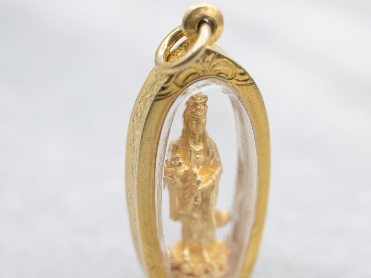 Vintage Gold Religious Saint Charm Pendant