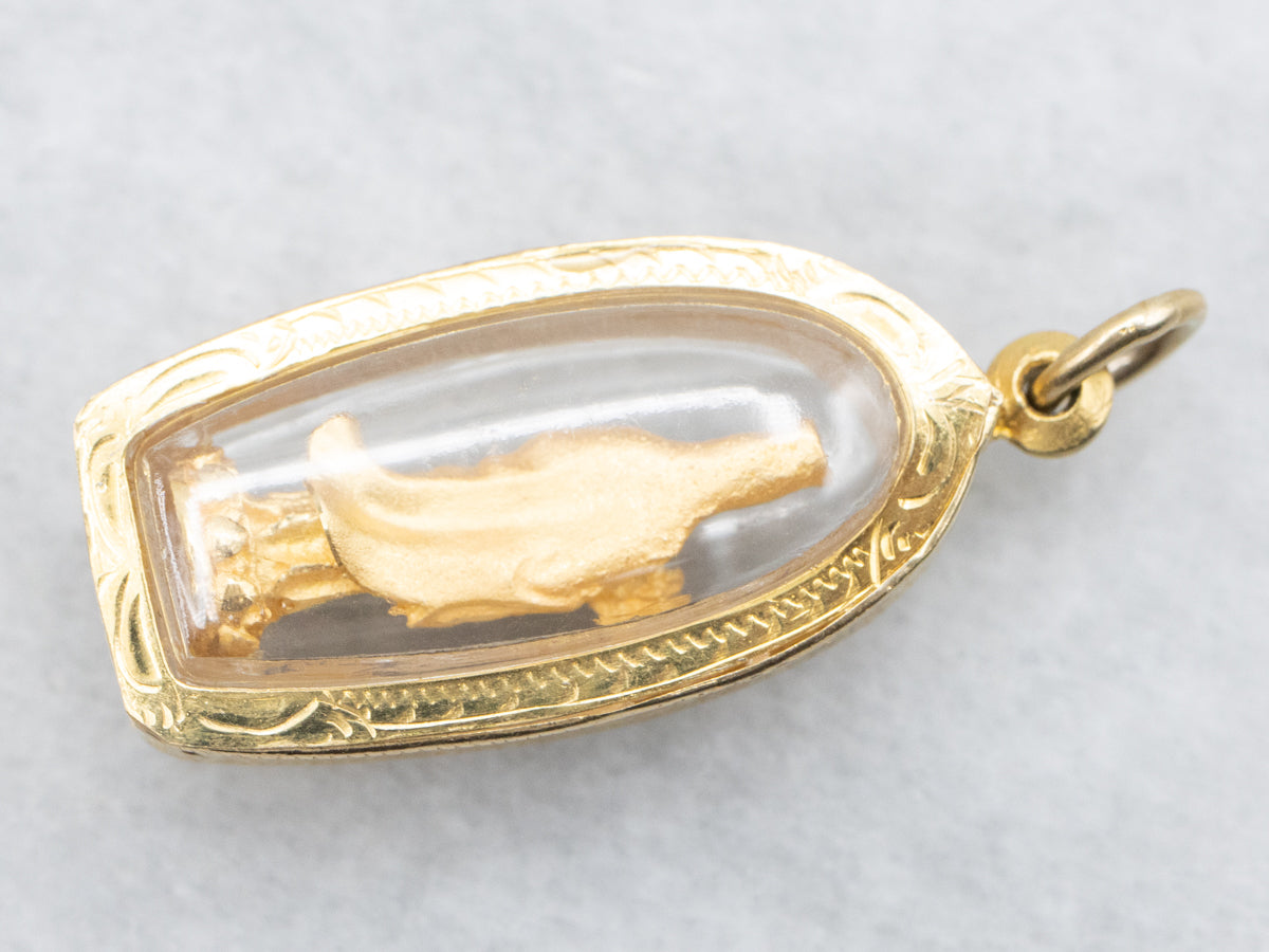 Vintage Gold Religious Saint Charm Pendant