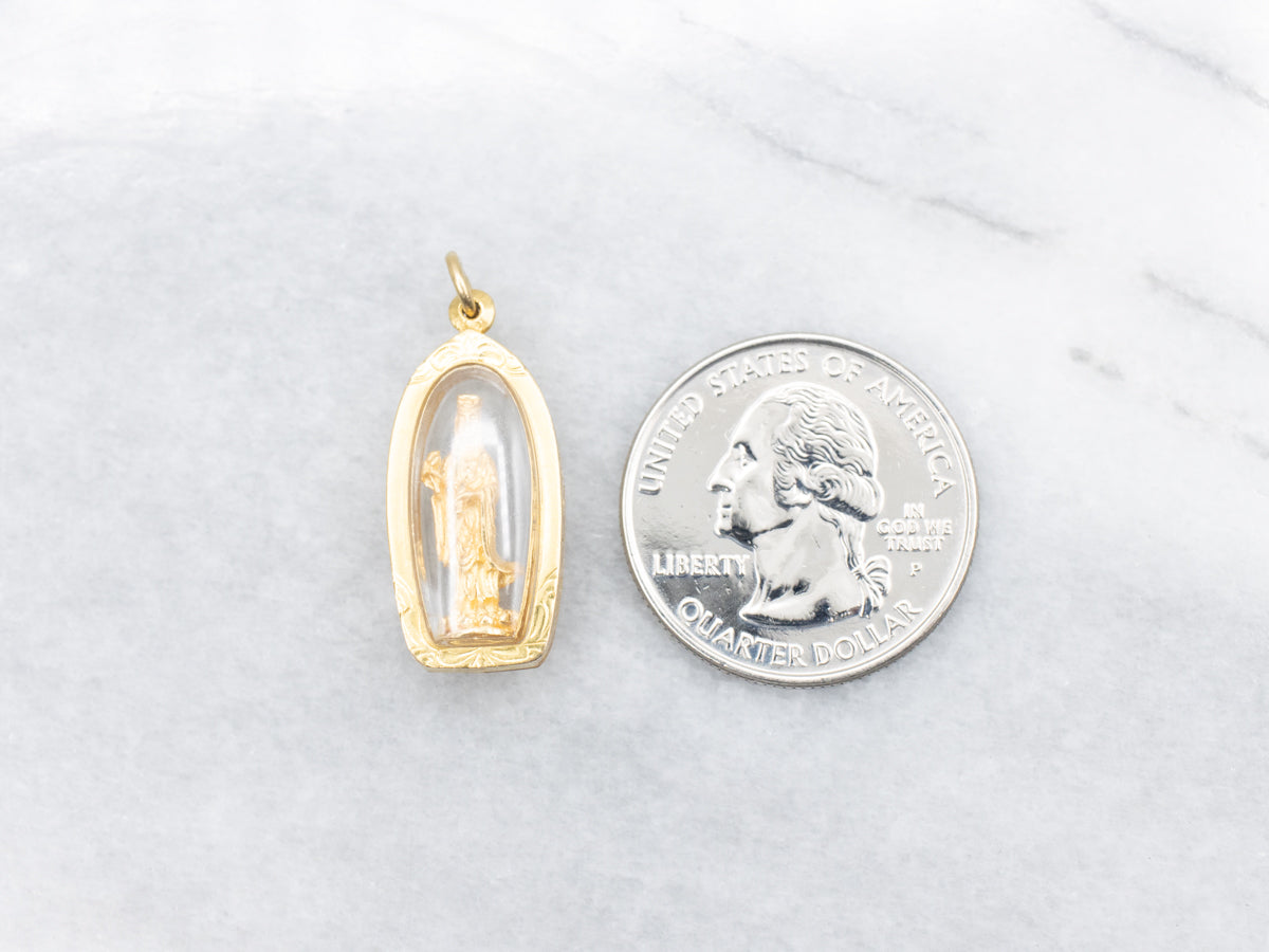 Vintage Gold Religious Saint Charm Pendant