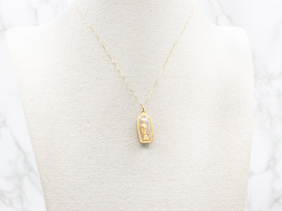 Vintage Gold Religious Saint Charm Pendant