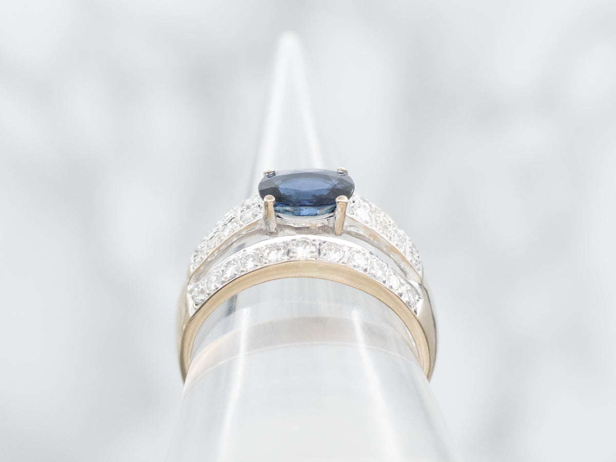 Sapphire and Diamond 18K White Gold Statement Ring