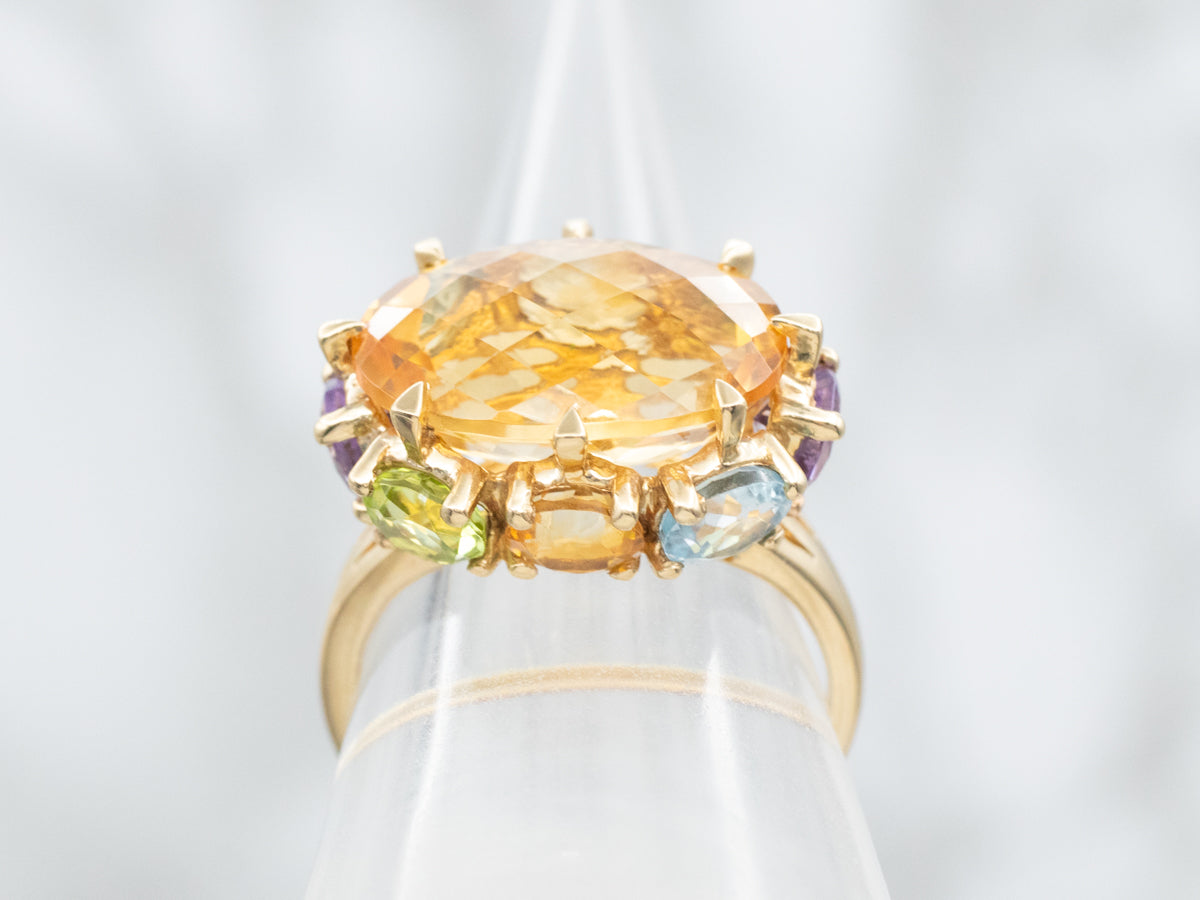 Citrine and Semi-Precious Gemstone Statement Ring