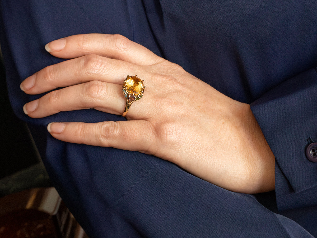 Citrine and Semi-Precious Gemstone Statement Ring