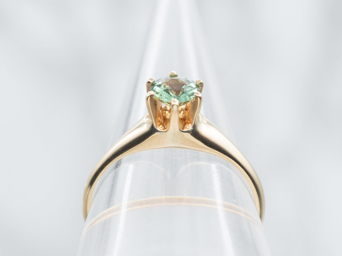 Antique Green Sapphire Solitaire Ring