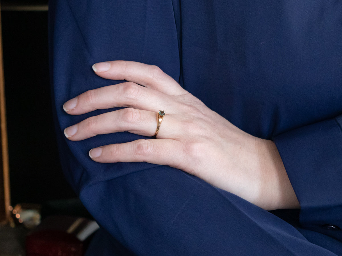 Antique Green Sapphire Solitaire Ring