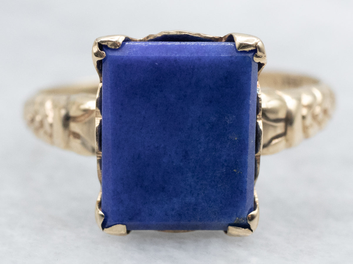 Victorian Revival Lapis Solitaire Ring