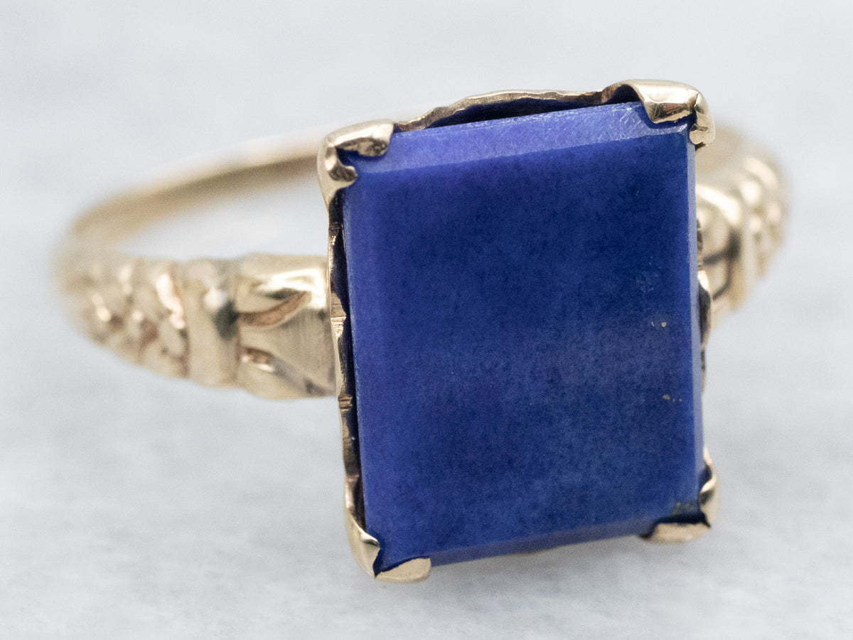 Victorian Revival Lapis Solitaire Ring