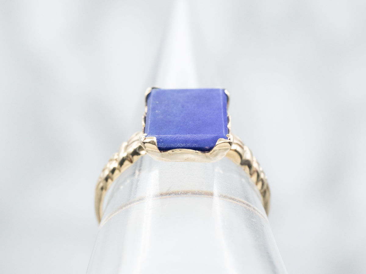 Victorian Revival Lapis Solitaire Ring