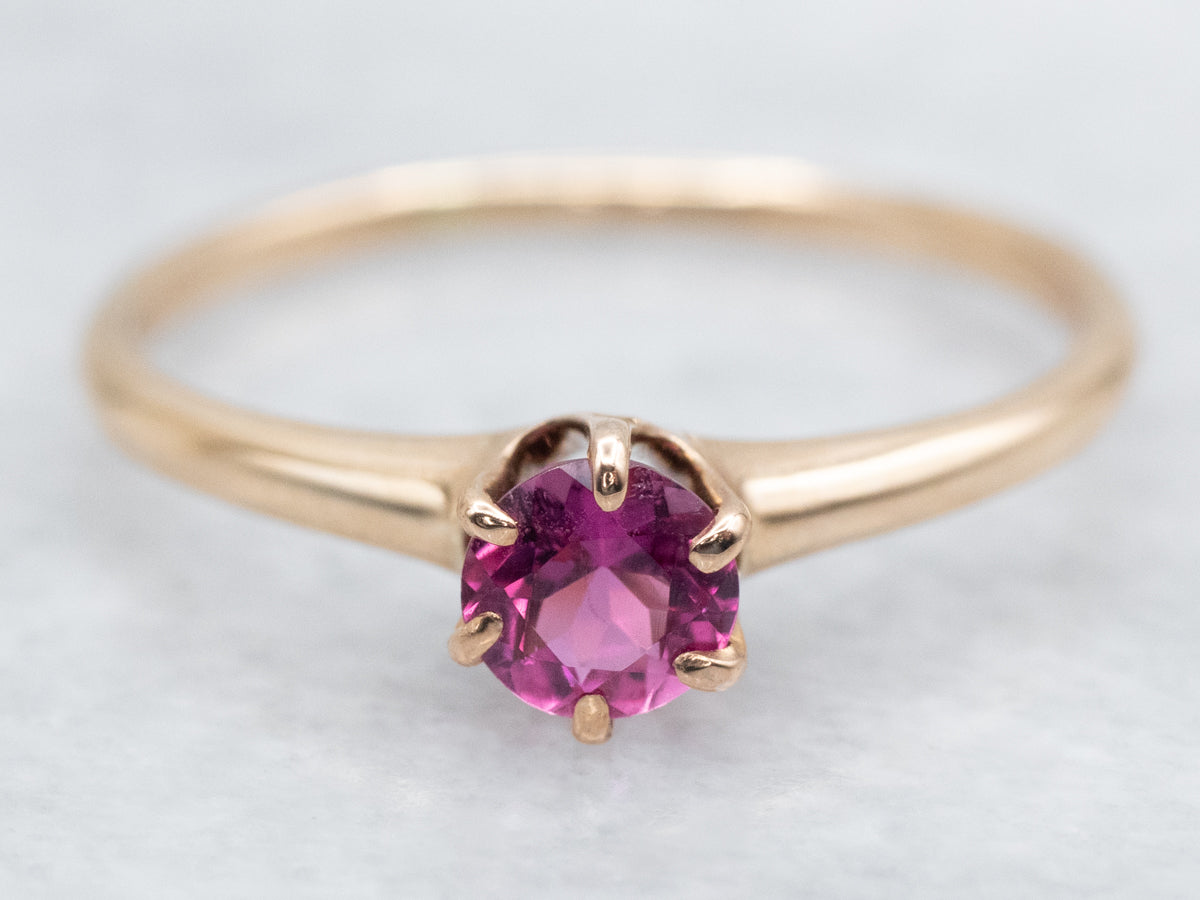 Sweet Pink Tourmaline Solitaire Ring