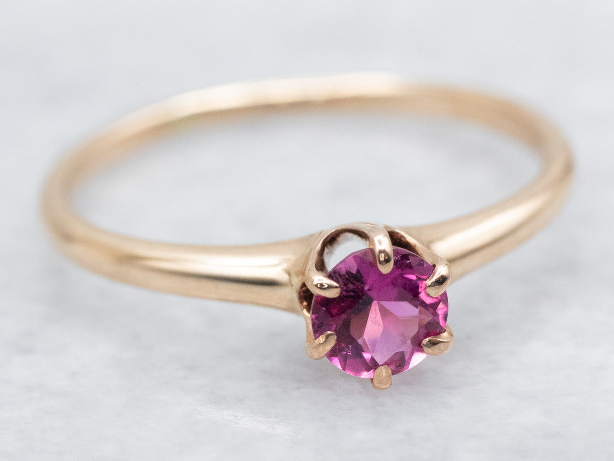 Sweet Pink Tourmaline Solitaire Ring