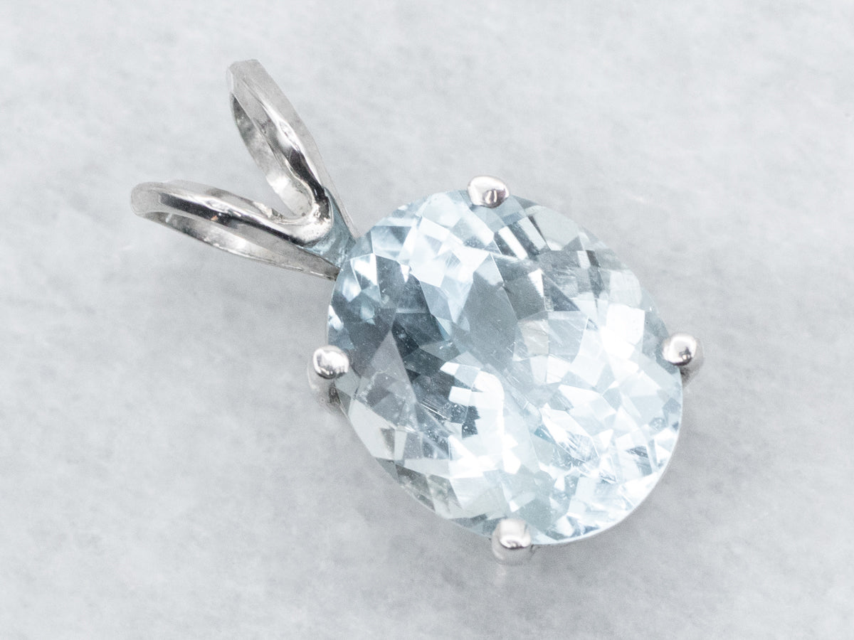Oval Cut Aquamarine Solitaire Pendant