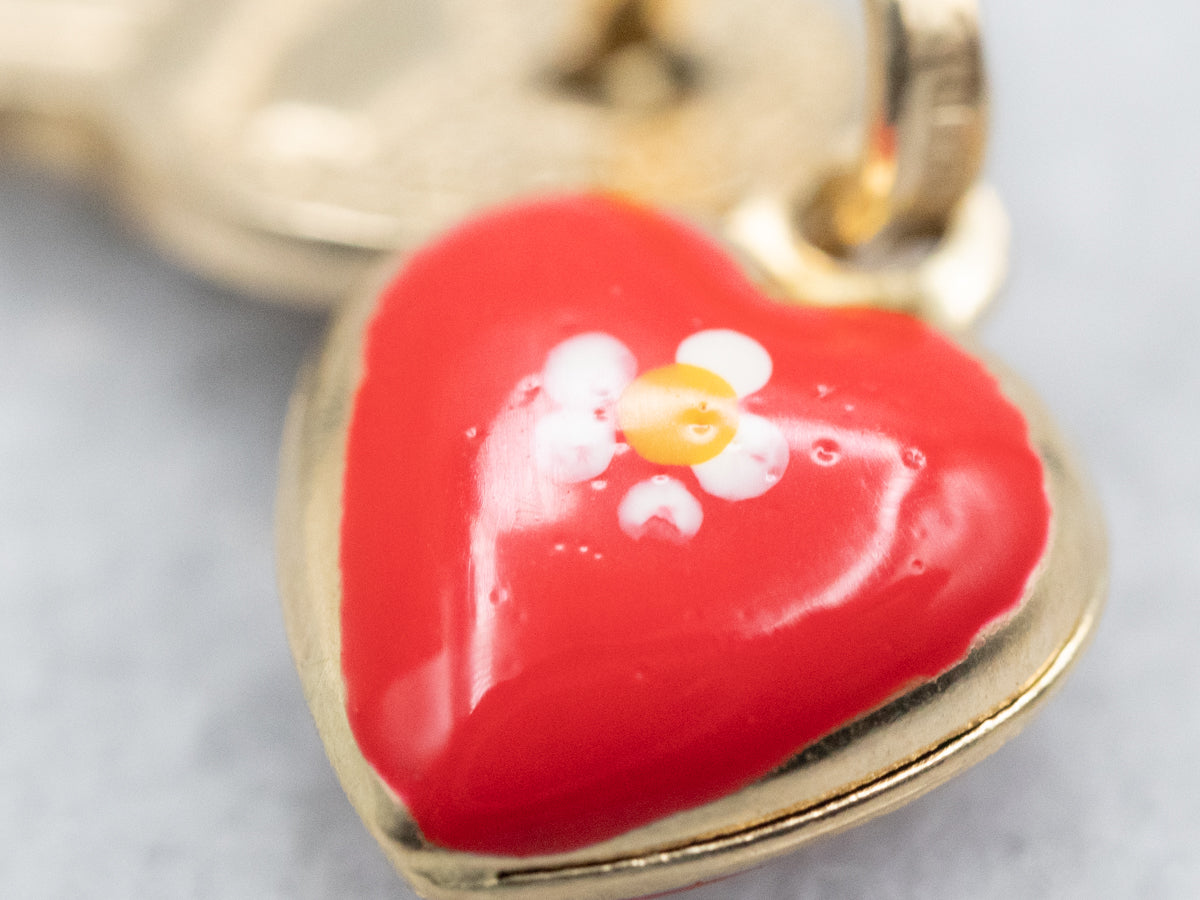 Enamel and Gold Flower Key to My Heart Charm