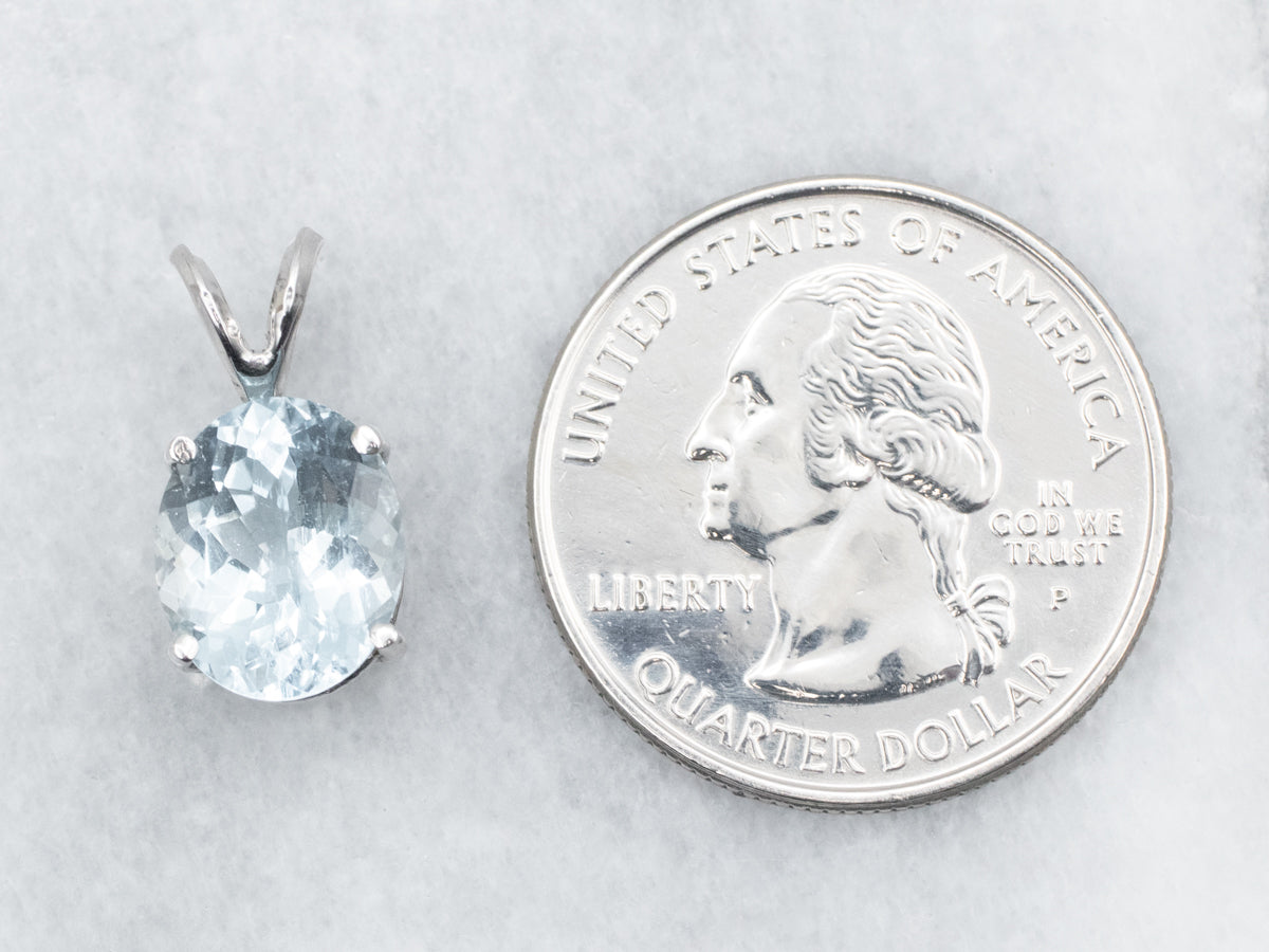 Oval Cut Aquamarine Solitaire Pendant