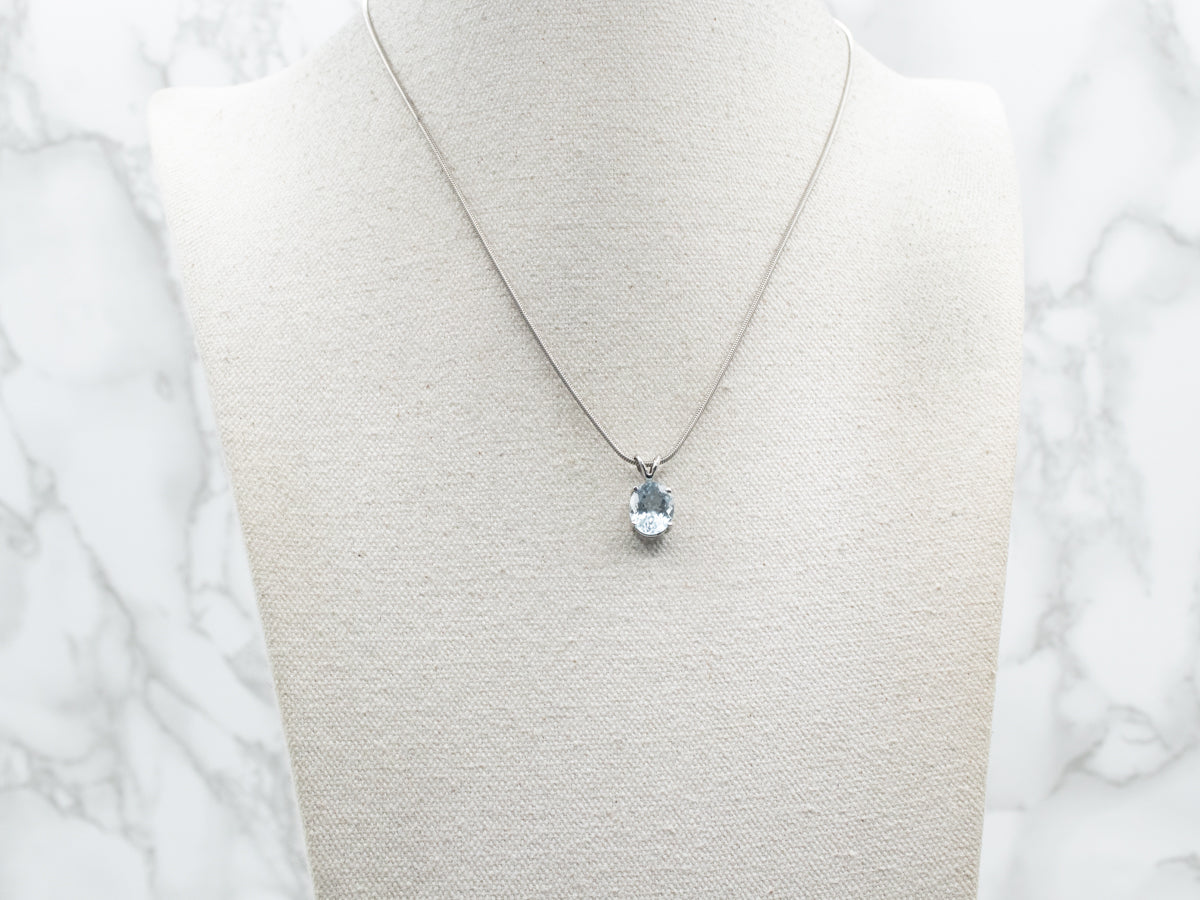 Oval Cut Aquamarine Solitaire Pendant