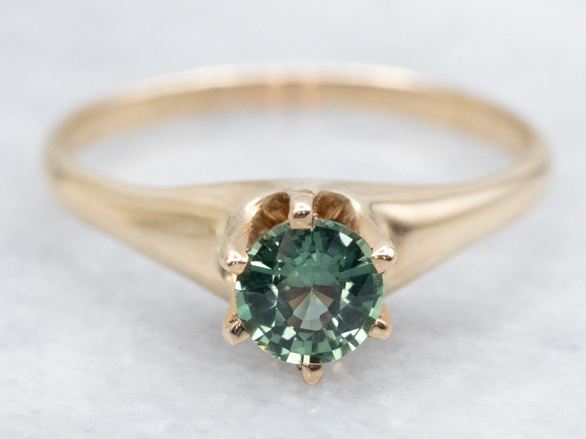 Antique Green Sapphire Solitaire Ring