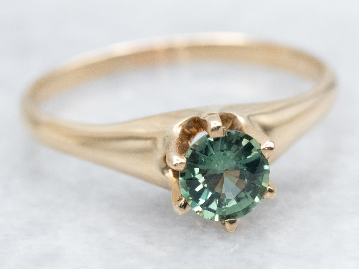 Antique Green Sapphire Solitaire Ring