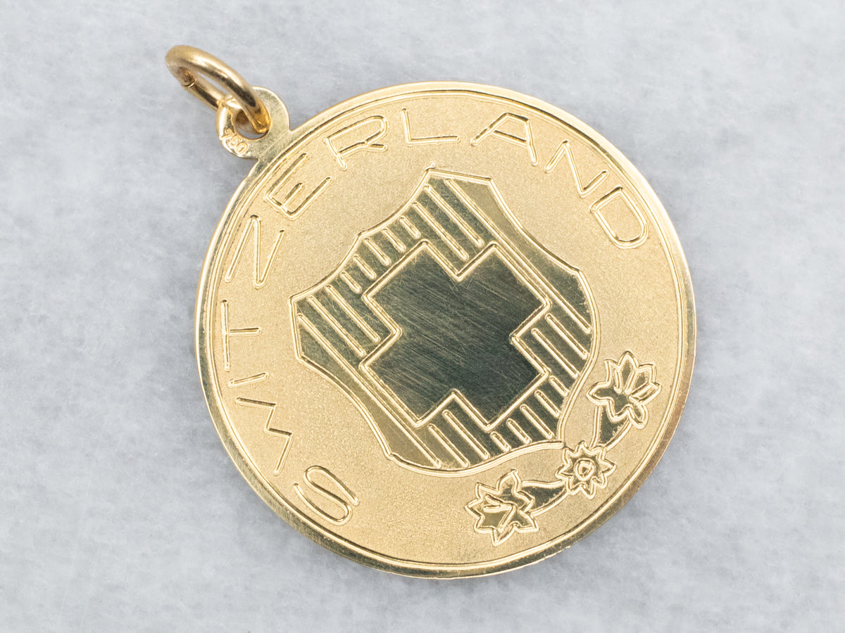 18-Karat Gold "SWITZERLAND" Disc Pendant