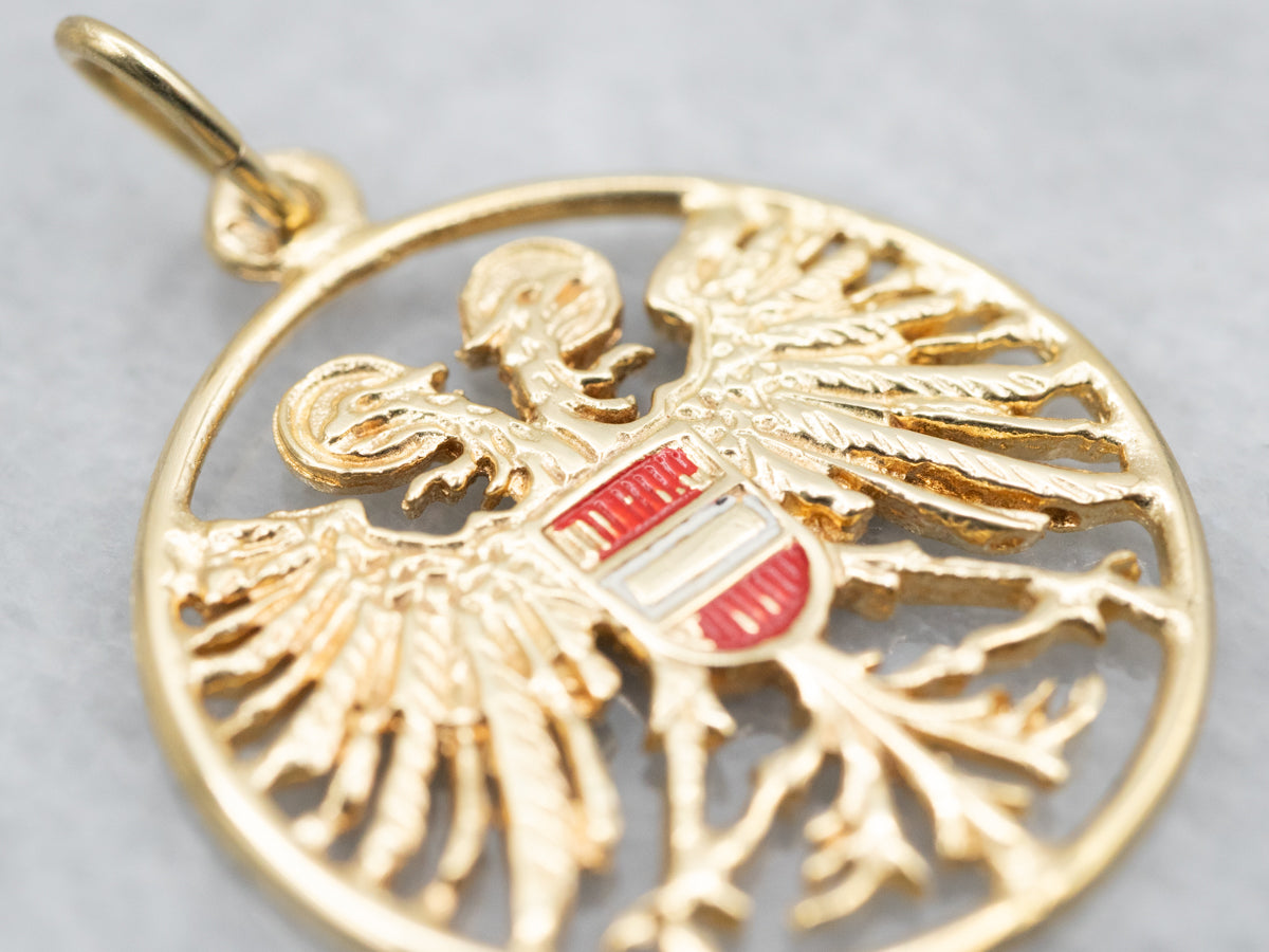 Vintage Gold and Enamel "State of Austria" Pendant